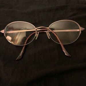 Oleg Cassini Pink Metal Half Frame Oval Rue Glasses Eyeglasses Like New